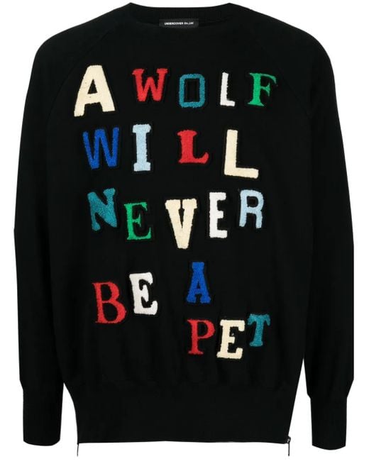 Undercover Black Patch-Lettering Cotton Sweatshirt for men