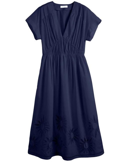 Chinti & Parker Blue Broderie-Anglaise Midi Dress