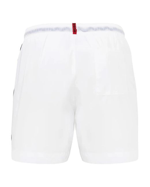 HUGO White Fab Drawstring Swim Shorts for men