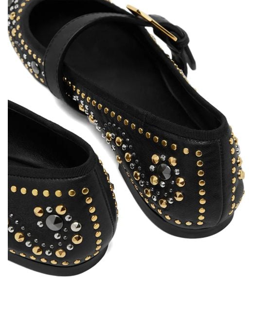 Versace Black Studded Flats With Medusa Detail