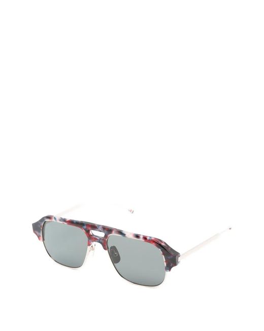 Thom Browne Metallic Patterned Pilot-Frame Sunglasses