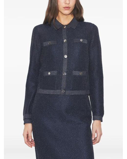 Tory Burch Blue Kendra Mesh Cardigan