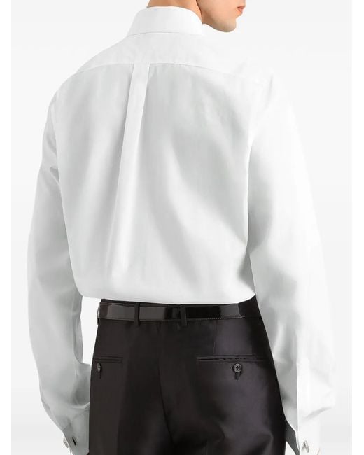 Dolce & Gabbana White Pointed-Collar Long-Sleeve Shirt for men