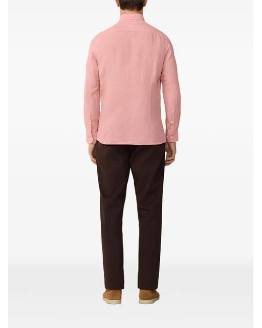 Hackett Pink Brompton Button-Down Linen Shirt for men