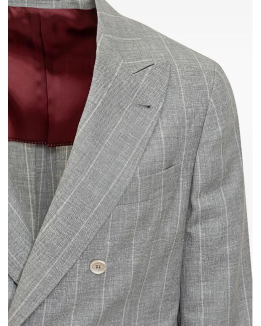 Brunello Cucinelli Gray Double Breasted Blazer for men