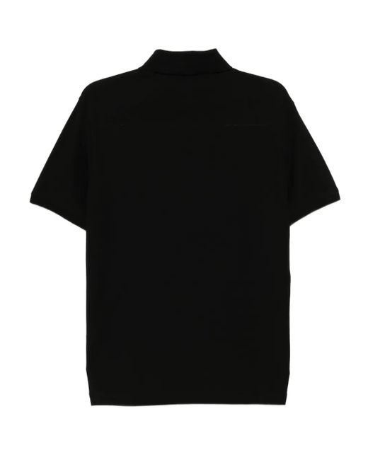 Emporio Armani Black Logo-Embroidered Cotton Polo Shirt for men