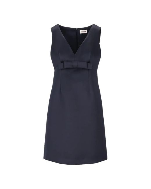 P.A.R.O.S.H. Blue Bow-Detail V-Neck Dress