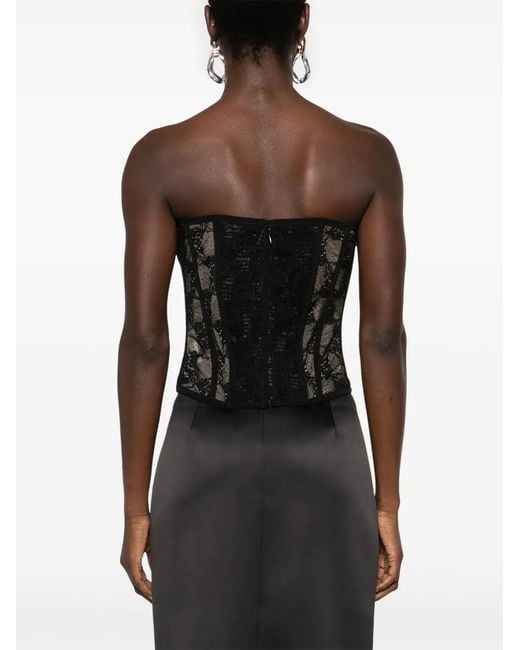 GIUSEPPE DI MORABITO Black Lace-Appliqué Corset Top