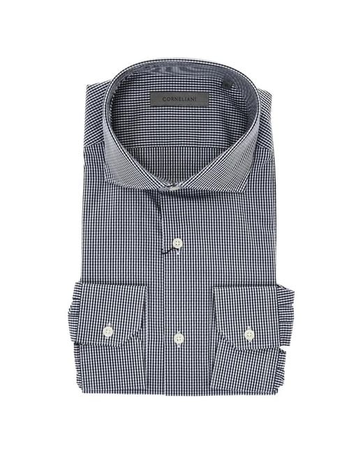 Corneliani Gray Checked Cotton Shirt for men