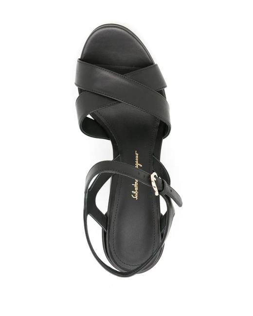 Ferragamo Black Crossover-Strap High-Heel Sandals