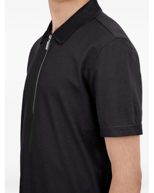 Ferragamo Black Polo With Zip Collar for men