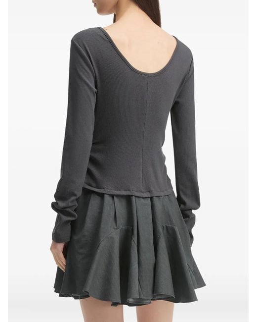 B+ AB Black Long-Sleeve Ruffled Dress