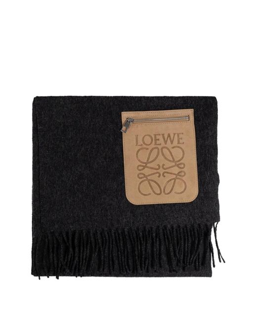 Loewe Black Wool Scarf With Logo