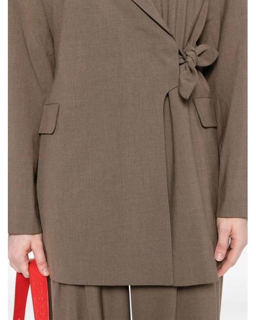 Ganni Brown Knot Detail Wrapped Blazer