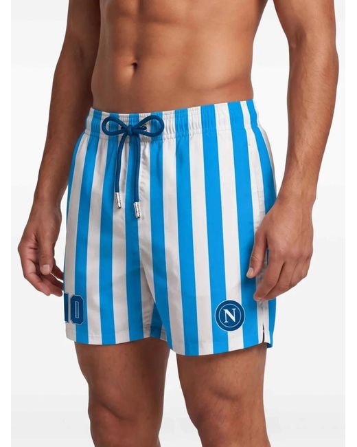 Mc2 Saint Barth Blue Short De Bain Rayé À Lien De Resserrage for men