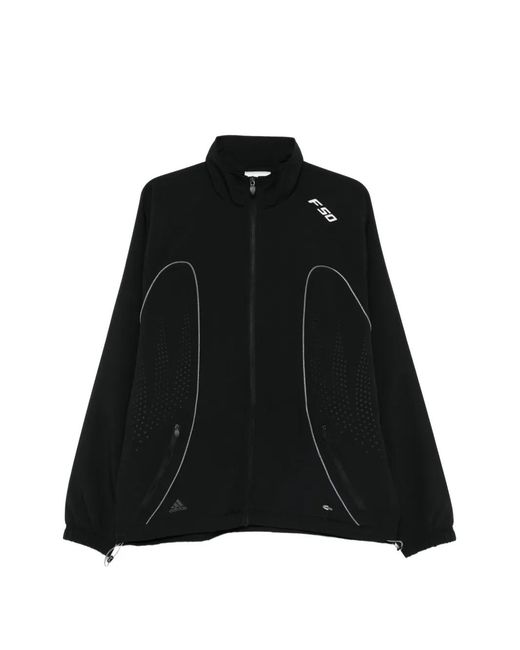 adidas メンズ ブラック ジップアップ スウェットシャツ