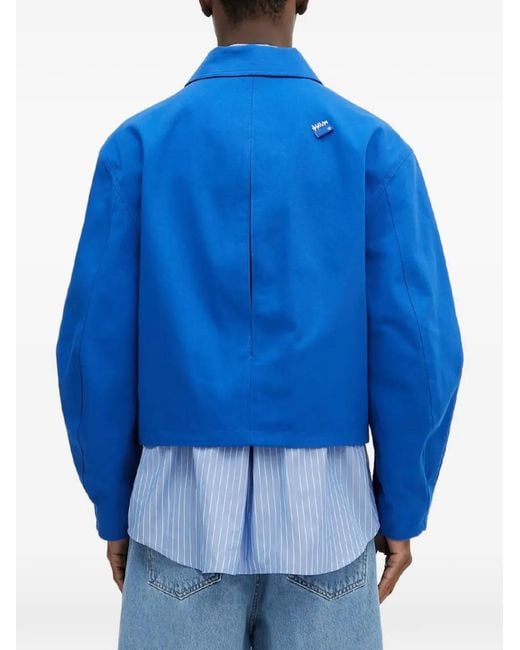 Adererror Blue Logo-Patch Zip-Up Bomber Jacket for men