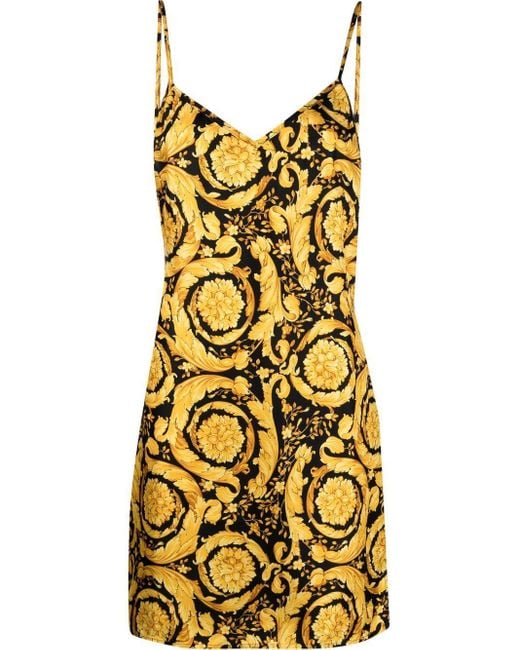 Versace Baroccoprint Silk Slip Dress in Black Lyst Canada