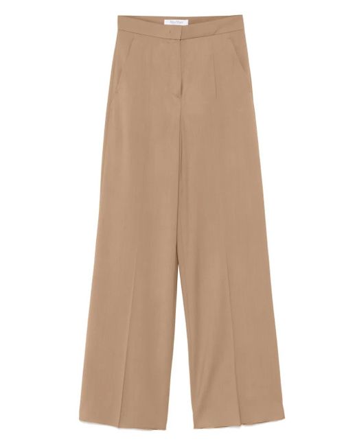 Max Mara Natural Virgin wool high-waisted trousers