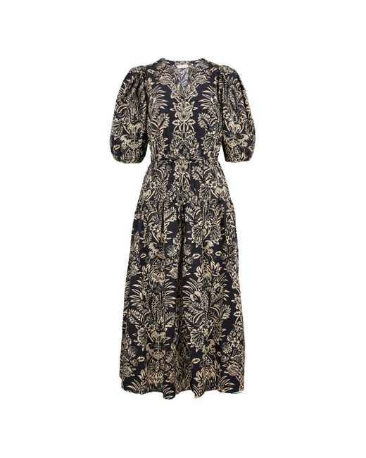 Ulla Johnson White Harriet Puff-Sleeve Floral Midi Dress