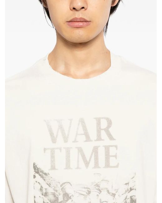 WARMAN White Cotton Printed T-Shirt for men