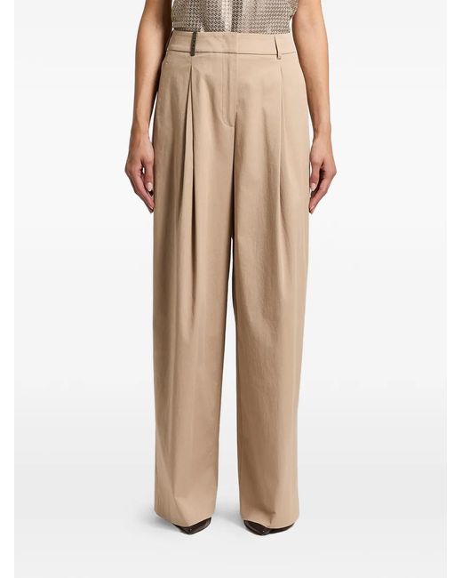 Peserico Natural Pleated Wide-Leg Trousers