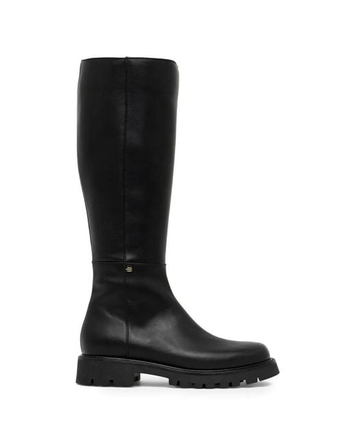 Baldinini Black Leather Knee-High Boots