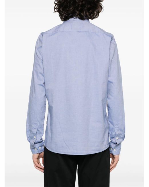 Boss Blue Button-down Collar Cotton Shirt for men