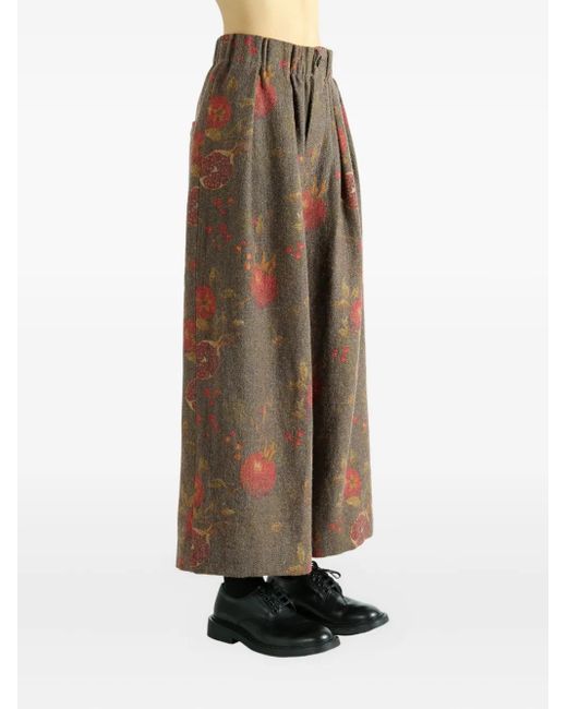 Uma Wang Brown Pomegranate Print Pleated Trousers