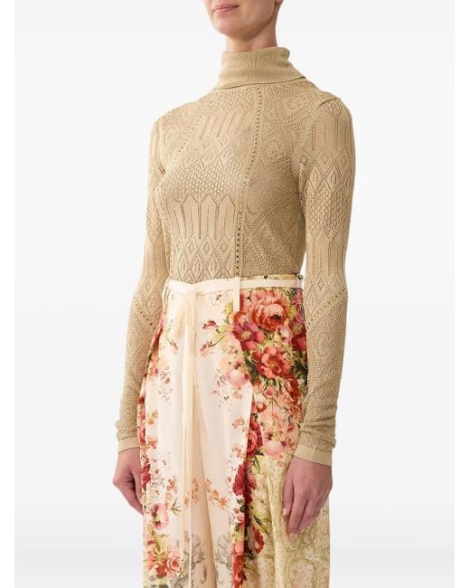 Camilla Top Met Col En Kristallen in het Natural