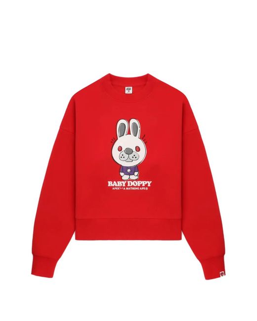 A Bathing Ape Red Babby Doppy Sweatshirt
