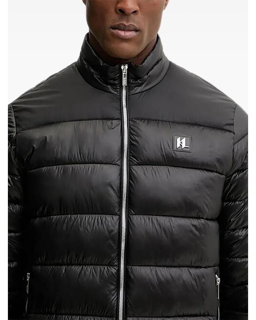 Karl Lagerfeld Black Quilted Zipped Jacket for men