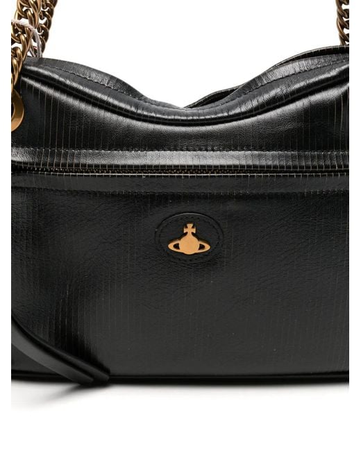 Vivienne Westwood Black Medium Dolce Orb-Plaque Chain-Strap Tote Bag