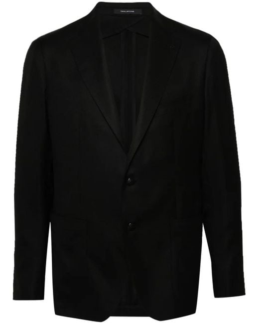 Tagliatore Black Single-Breasted Virgin Wool Blazer for men