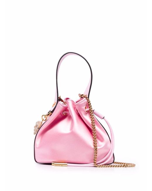 Versace Pink La Medusa Charm Bucket Bag