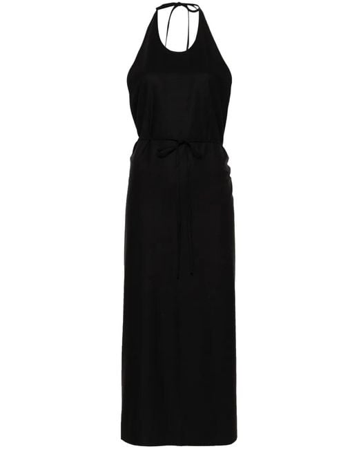 Baserange Black Apron Silk Wrap Dress
