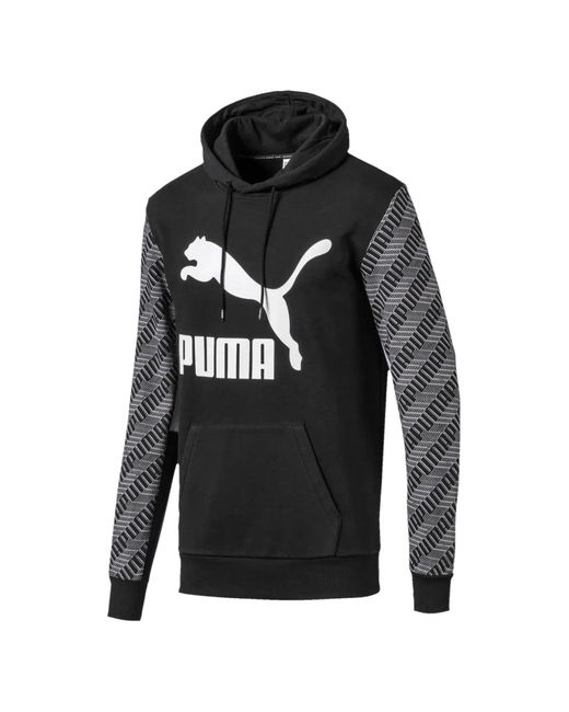 PUMA Black Logo-Print Hoodie for men