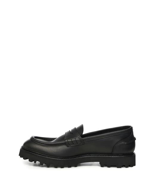 Giuliano Galiano Black Kobra Lug-Sole Loafers for men