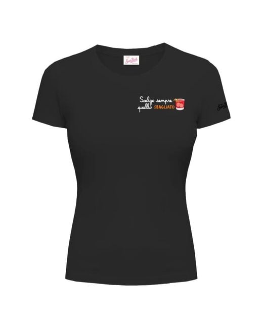 Mc2 Saint Barth Black Esme Chest-Print T-Shirt