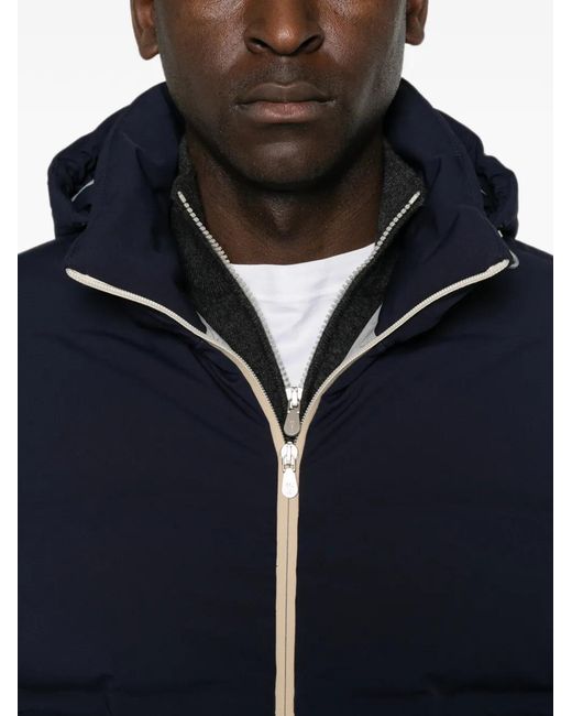 Brunello Cucinelli Blue Hooded Puffer Jacket for men