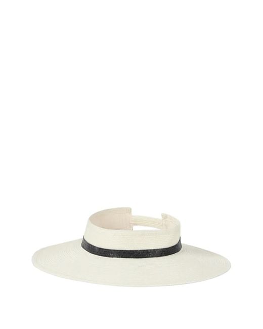 Brunello Cucinelli White Hemp Visor With Precious Band
