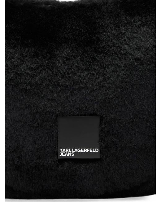 Karl Lagerfeld Black Logo-Box Slingbag Furry