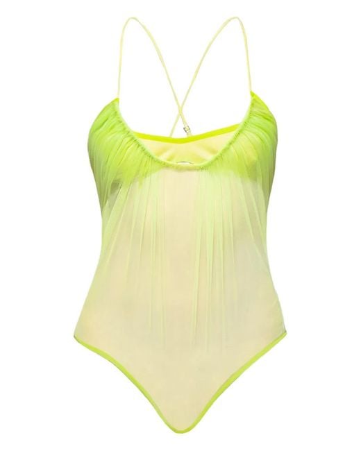 Nensi Dojaka Yellow Cami Gathered Bodysuit