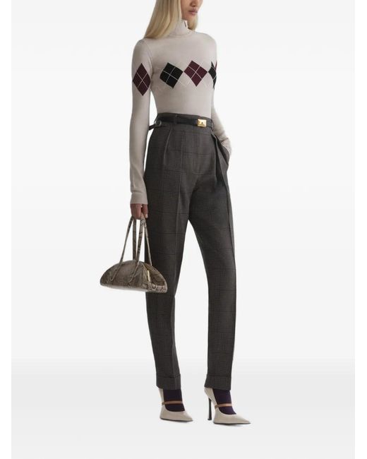 Mugler Gray Argyle Top