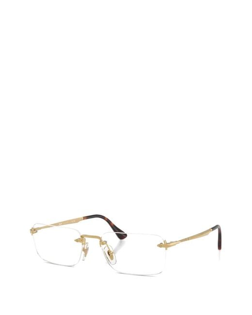 Persol White Rimless Rectangle-Frame Glasses
