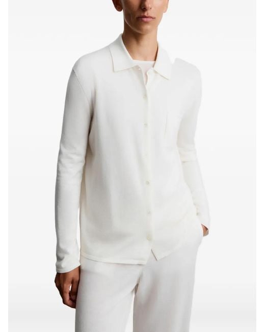 12 STOREEZ White Merino-Cashmere Patch-Pocket Shirt