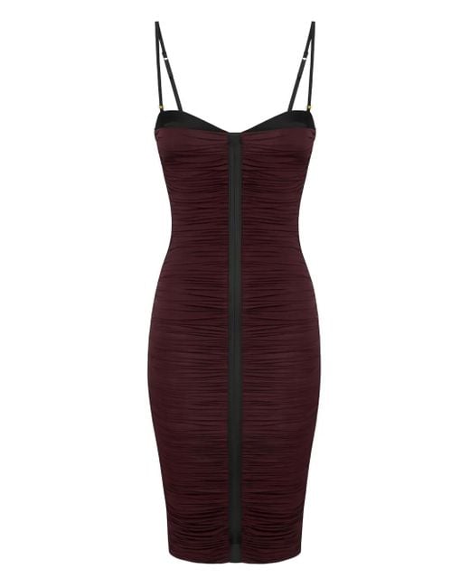 Elisabetta Franchi Red Draping Strap Midi Dress