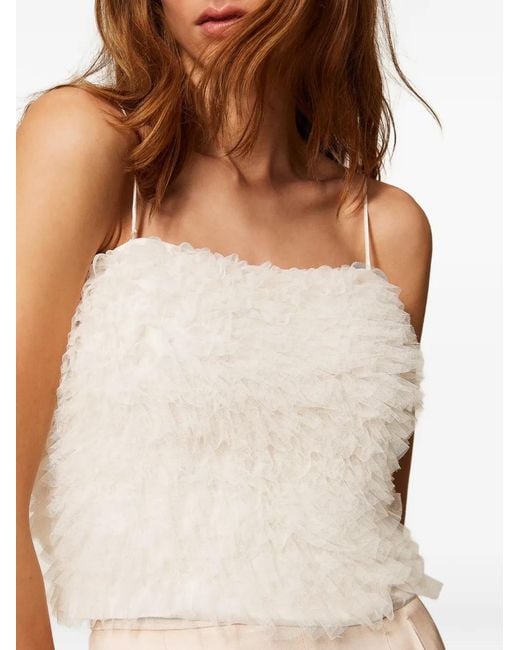 Twinset White Tulle Ruffled Top