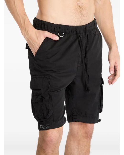 Urban Classics Black Drawstring Cargo Shorts for men