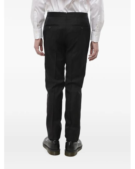 Corneliani Black Academy Pressed-Crease Wool Tailored Trousers for men
